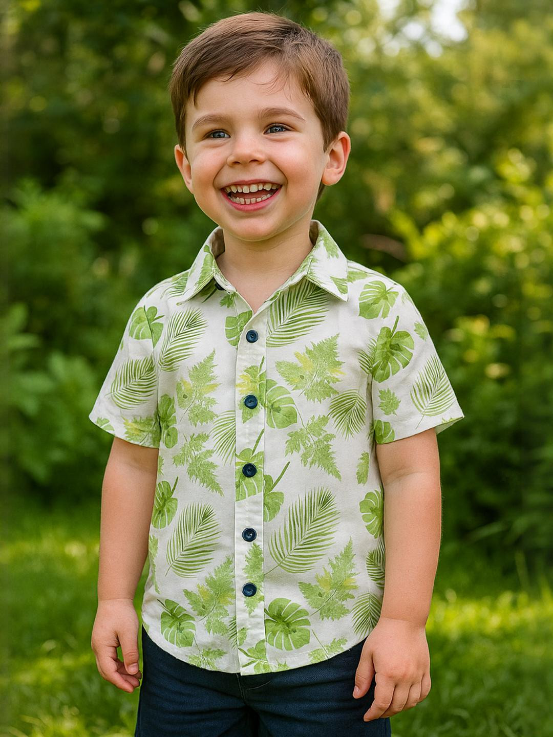 AMBARDI FASHION Boys Classic Leaf Printed Casual Shirt
