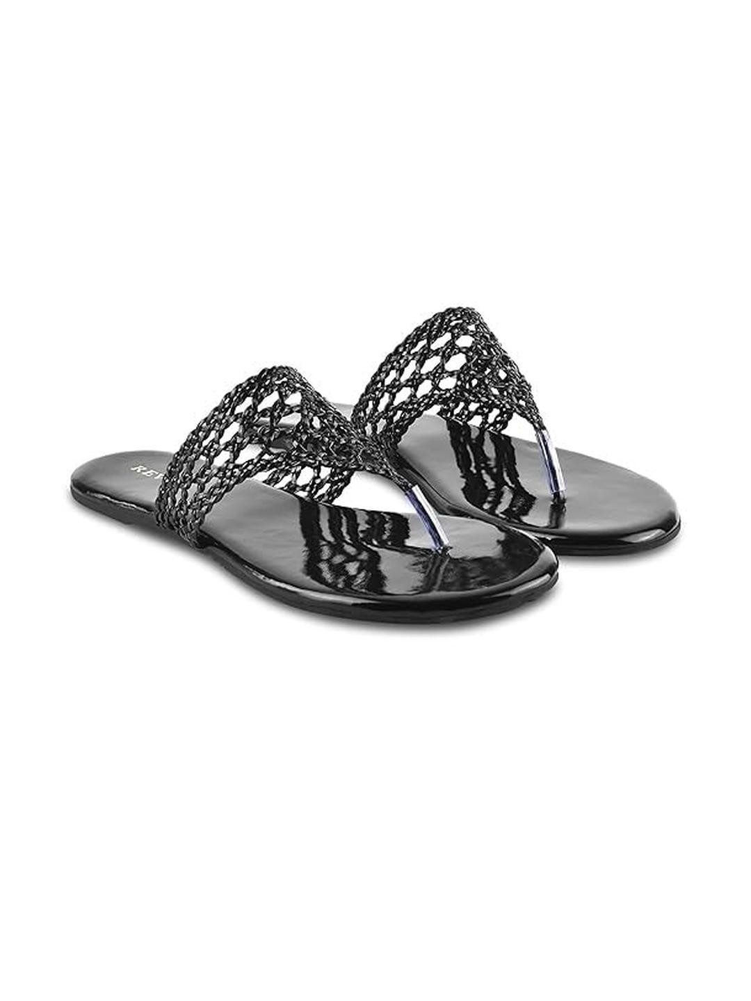 REVIT Women Black Leather Flats