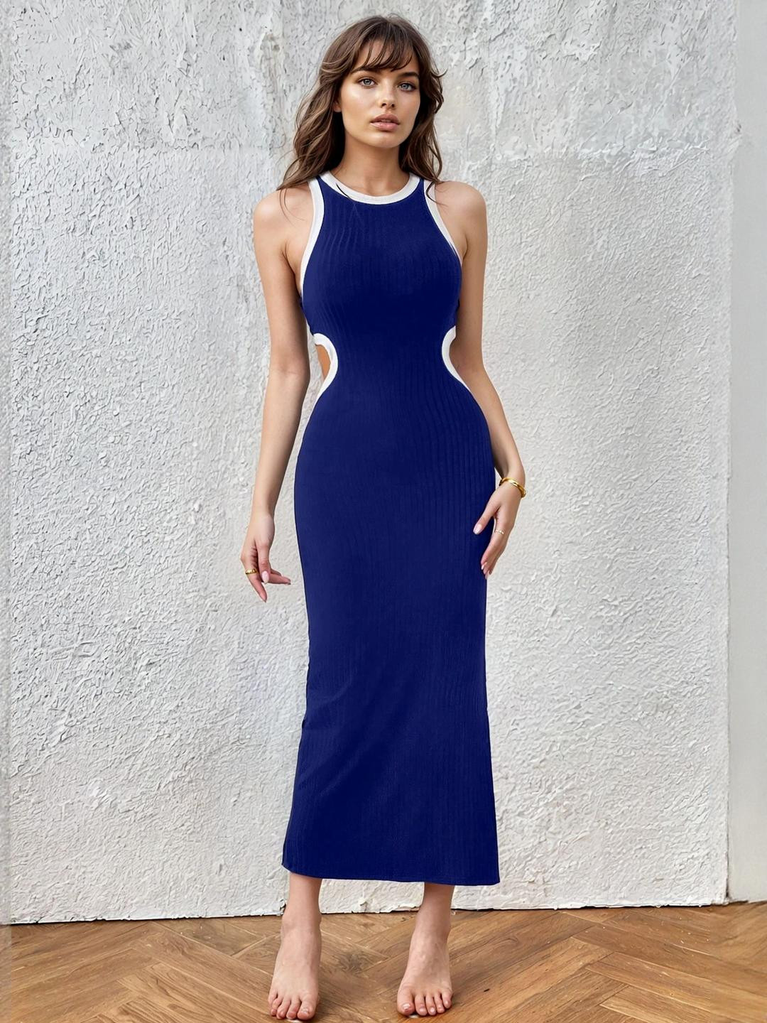 AAHWAN Cut-Outs Bodycon Midi Dress With Slits