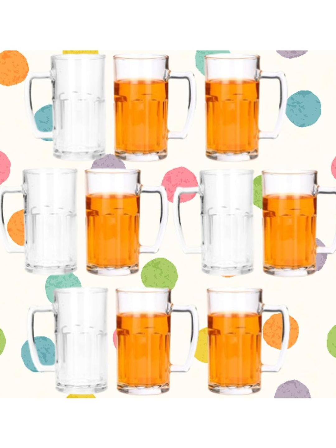 SOMIL Set of 10 Transparent Glass Mugs
