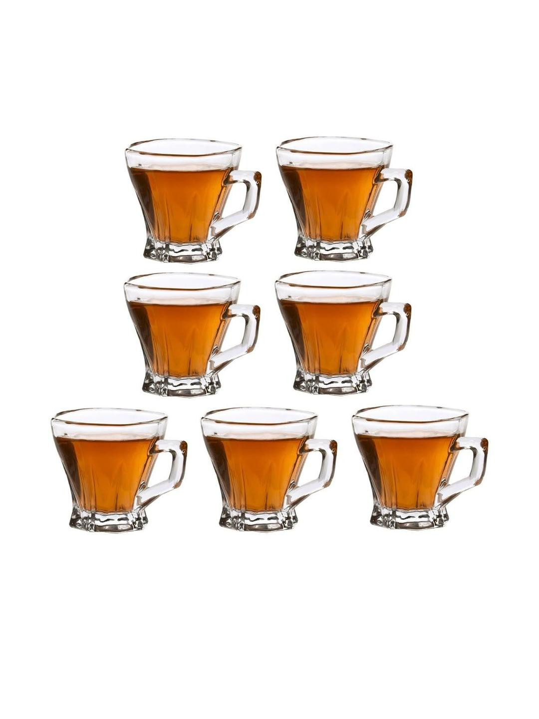 Somil Clear Glass Coffee & Tea Cup / Mug (120 Ml), Enjoy Your Drink in Style, 7.8 X 9.7 X 8 Cm, Pack of 7
