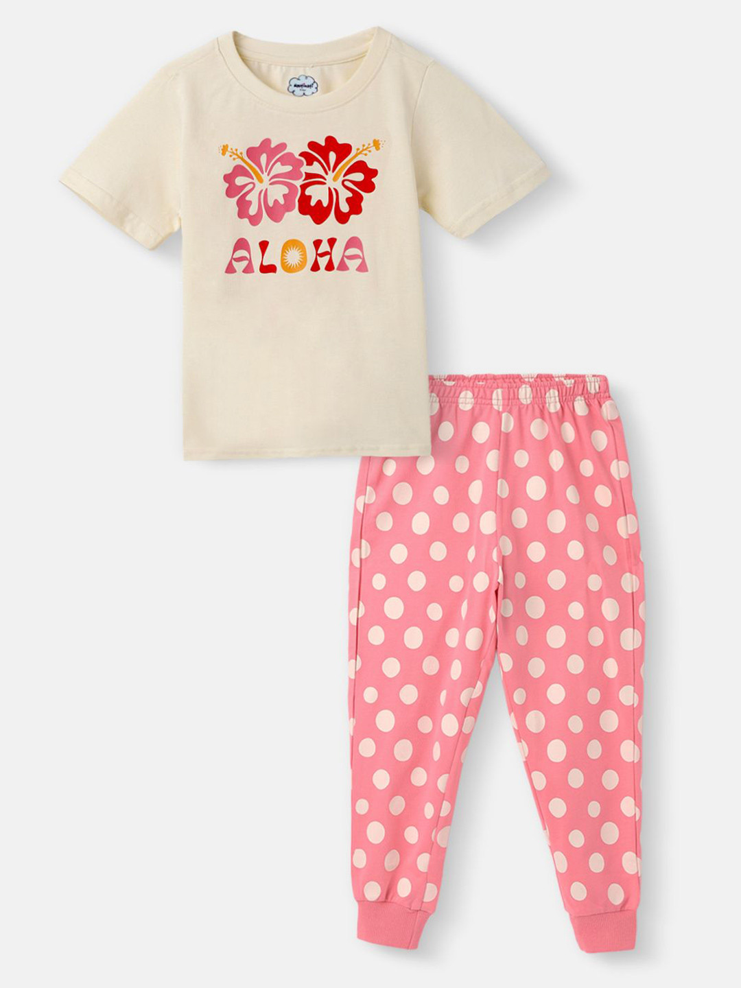 Nauti Nati Girls Graphic Printed Pure Single Jersey Cotton T-Shirt With Jogger