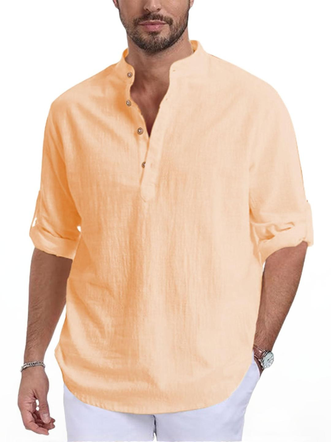 AMRIT TOP WEAR Mandarin Colar Pure Cotton Short Kurta