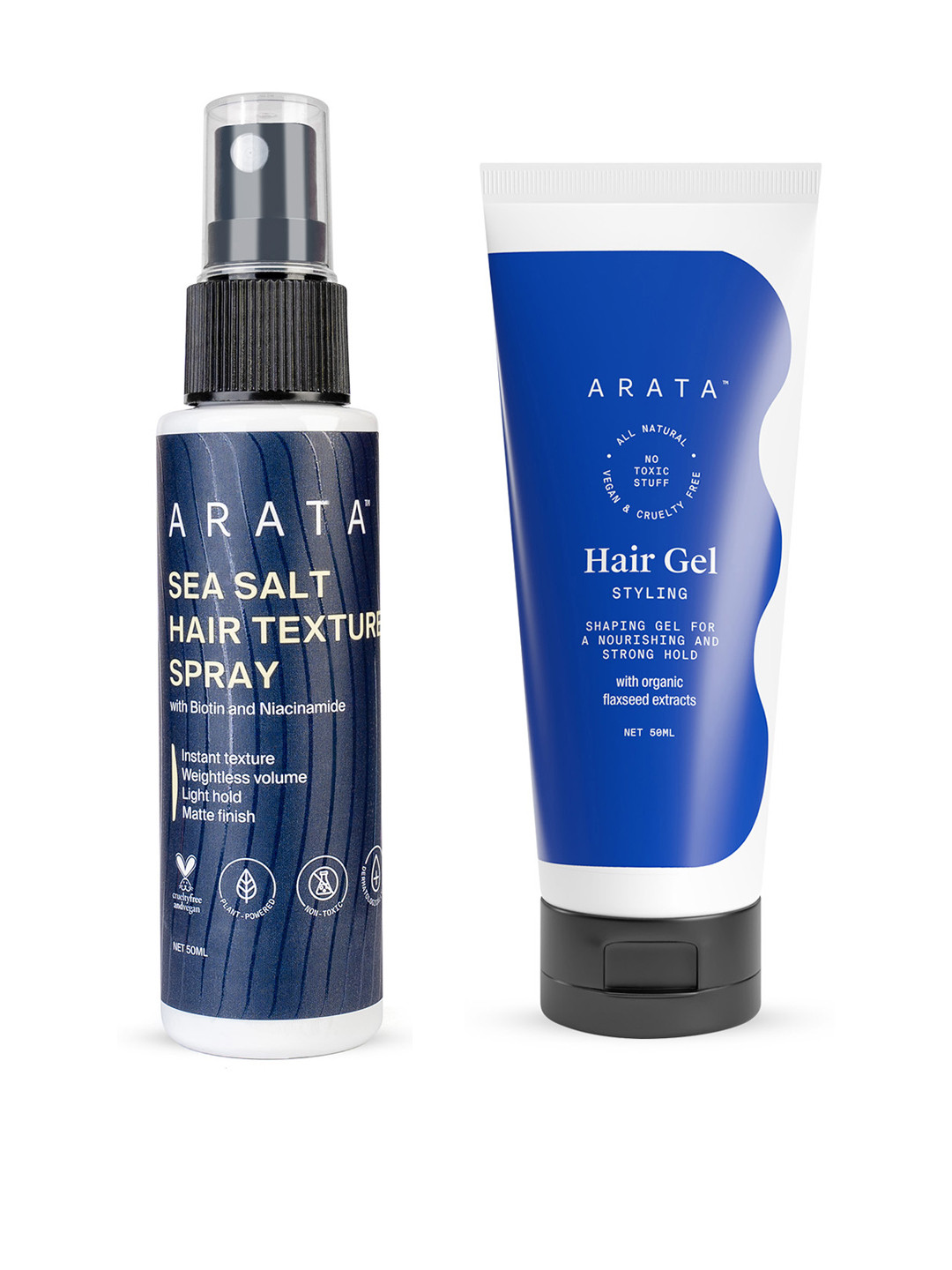 ARATA Set of Sea Salt Hair Thickening Spray & Styling Hair Gel - 50 ml each