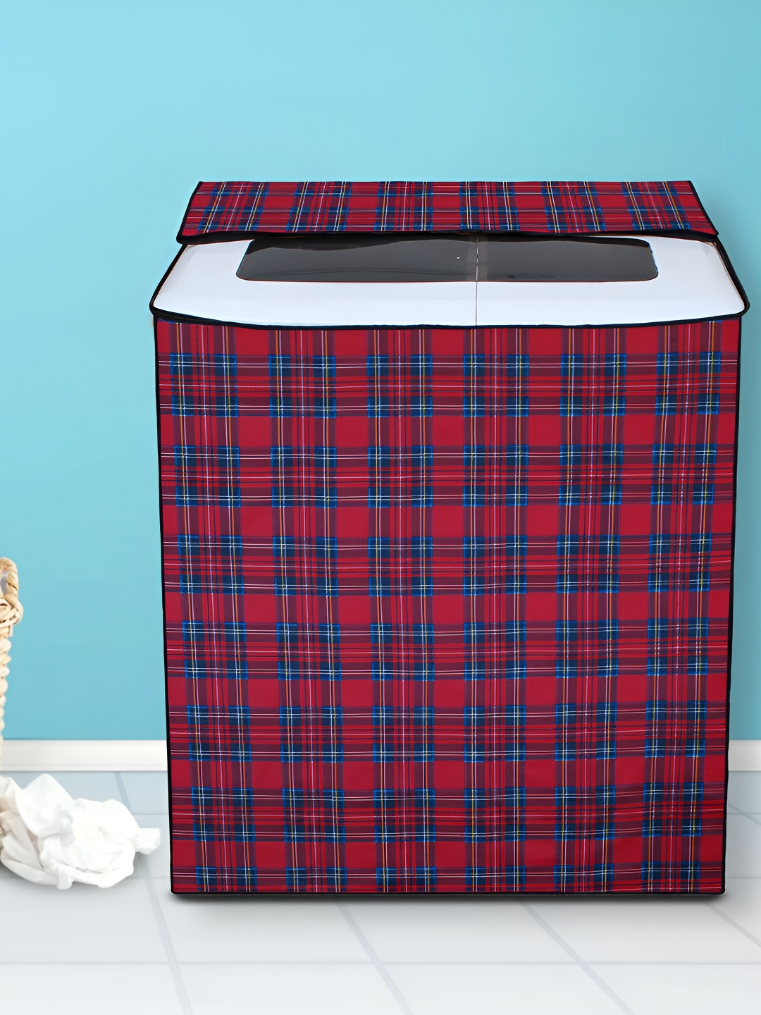 DREAM CARE Pink & Blue Printed Semi-Automatic Washing Machine Cover