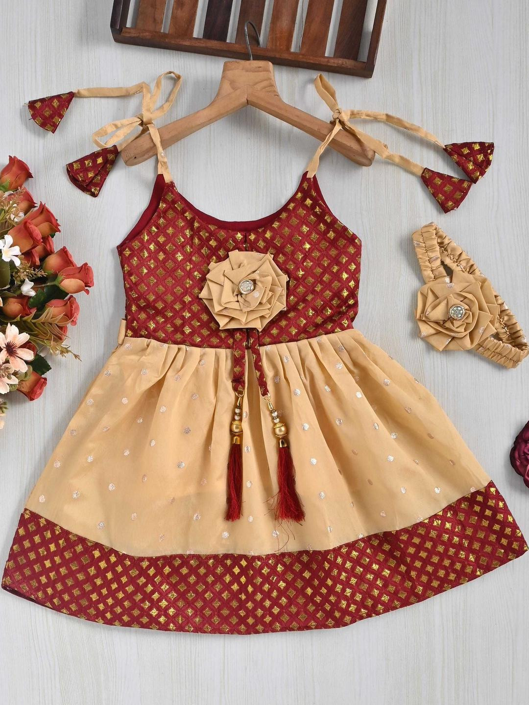 BR WORLD COLLECTION Girls Floral Fit & Flare Midi Dress