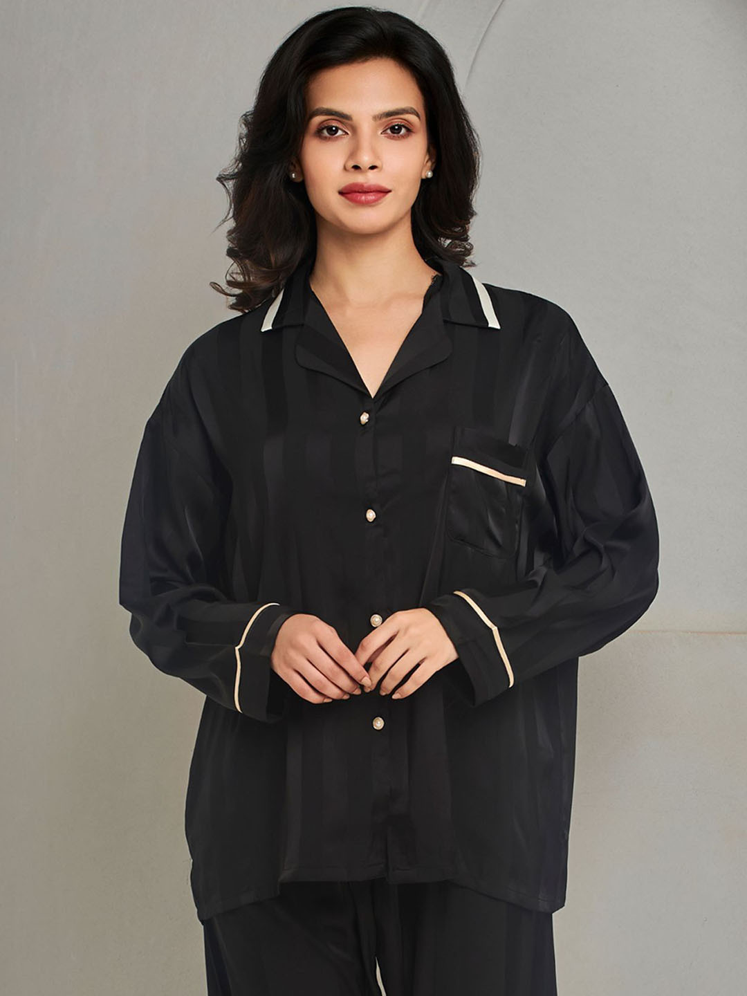ANSEE by Addery Women Shirt Collar Night suit
