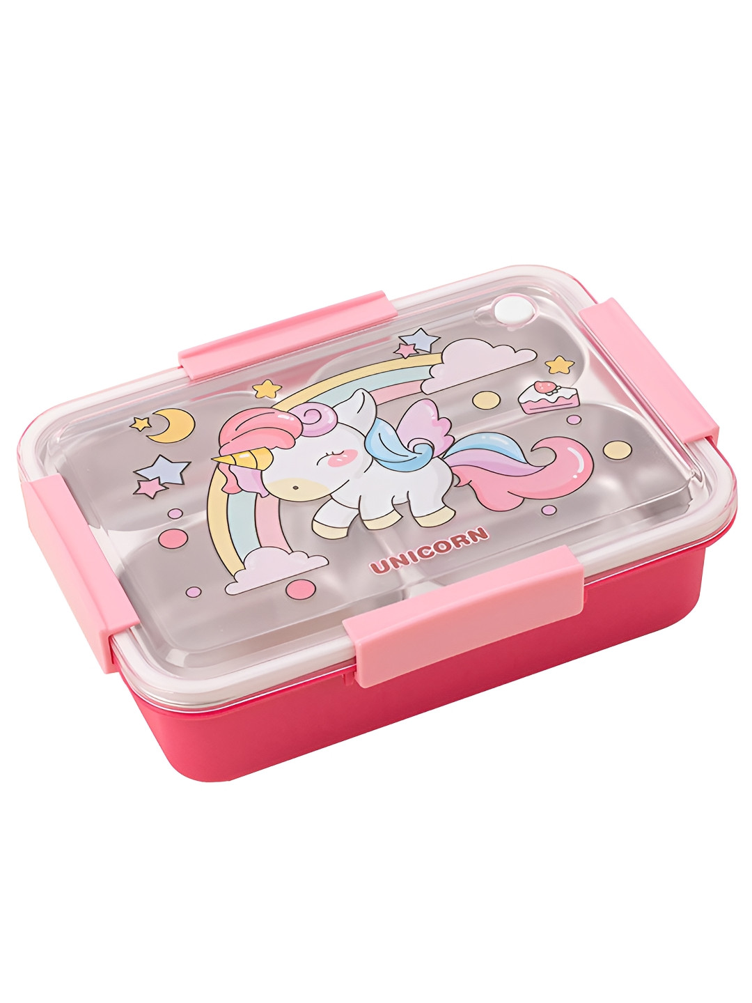 HOUSE OF QUIRK Pink  Plastic Dishwasher Safe Lunch Box