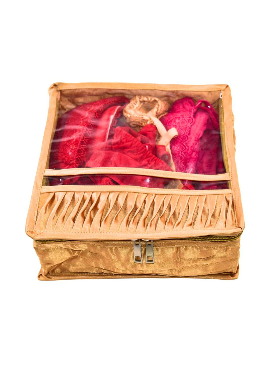 Ajabh Gold-Toned Water Resistant Undergarment Satin Cover Cloth Organisers