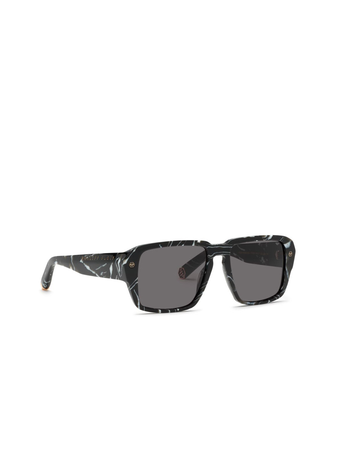PHILIPP PLEIN Men Grey Lens & Black Square Sunglasses with