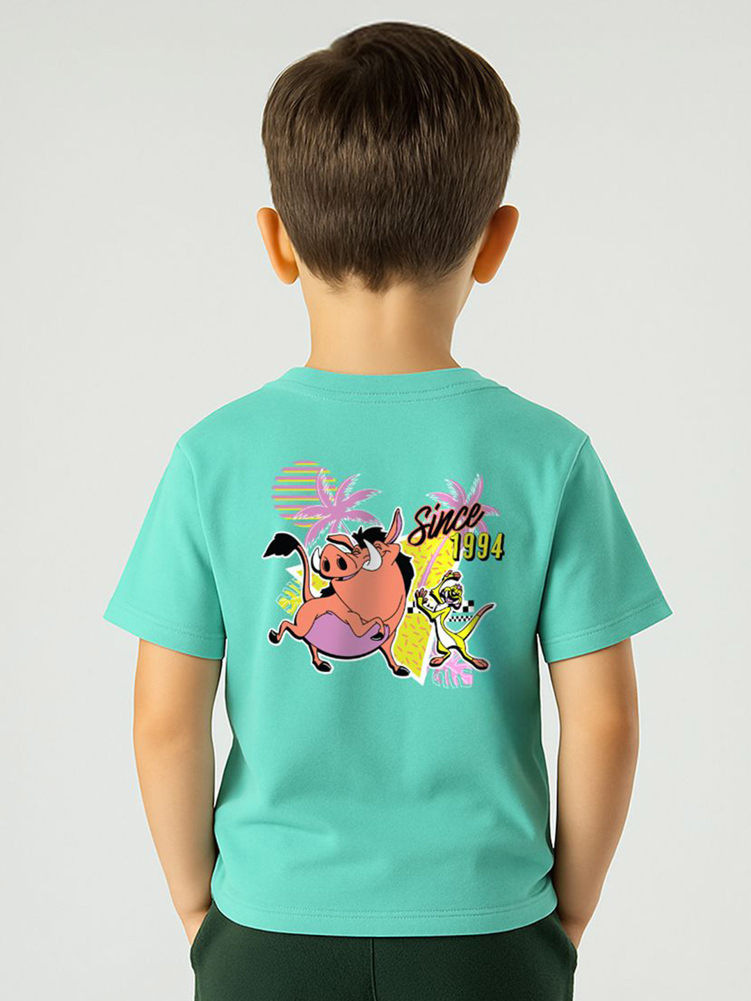 Nauti Nati Boys Timon and Pumbaa Printed Short Sleeves Pure Cotton Oversized T-shirt