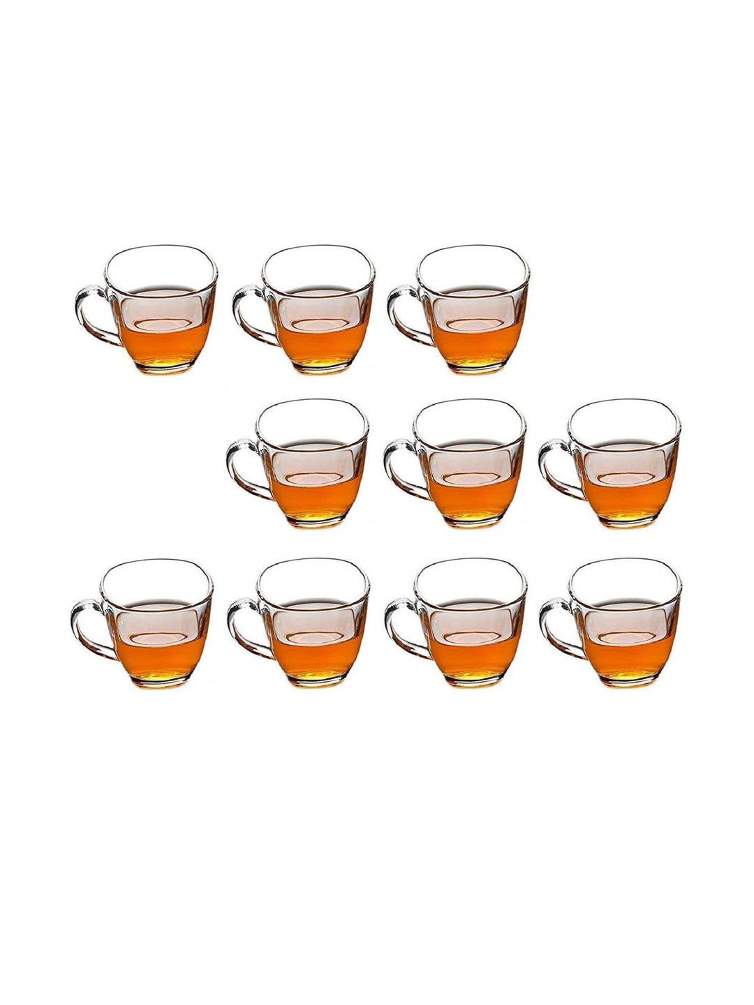 Somil Clear Glass Coffee & Tea Cup / Mug (100 Ml), Enjoy Your Drink in Style, 06.7 X 9 X 6.5 Cm, Pack of 10
