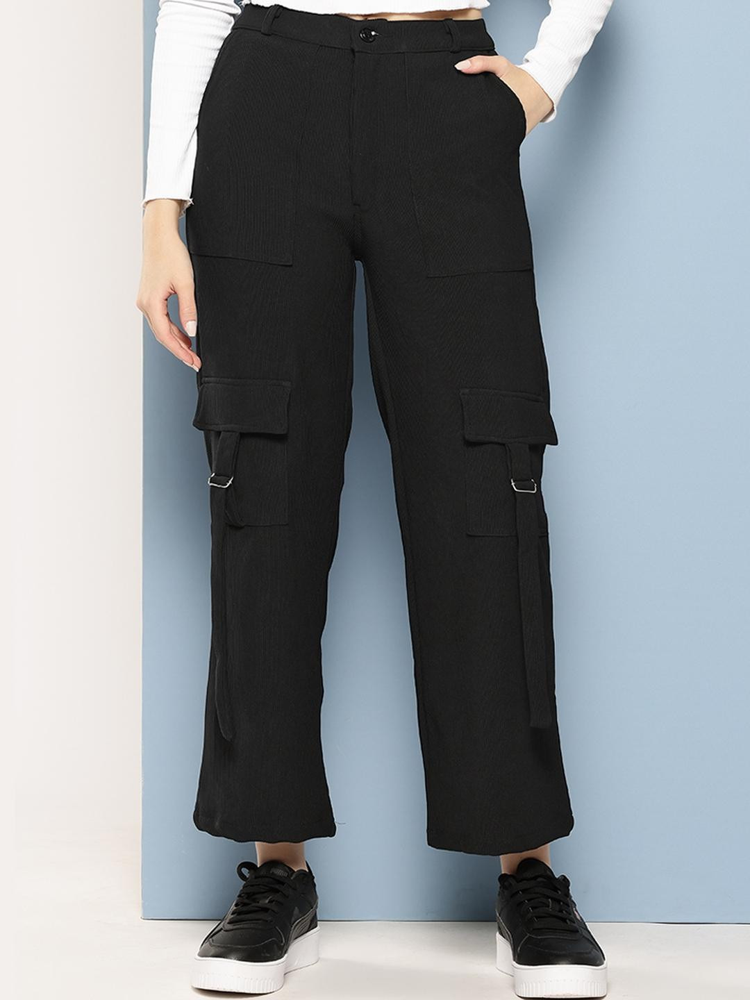 Girls Casual Wear Black Colour Solid Nylon Pant
