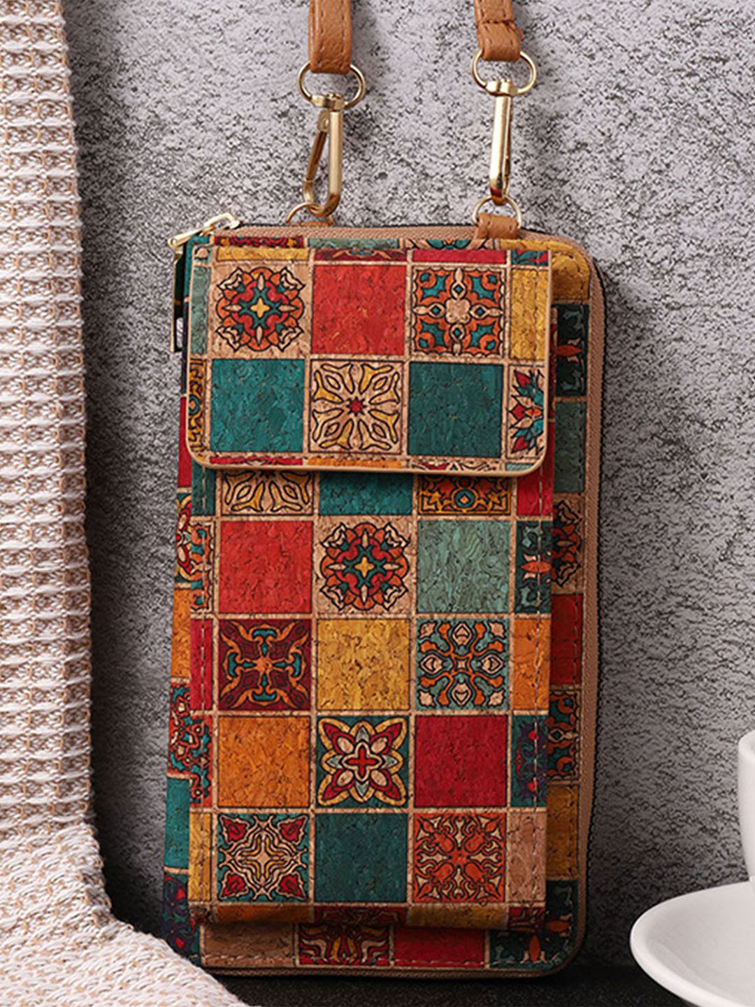 MOMISY Women Ethnic Motifs Printed Leather Oversized Wallet