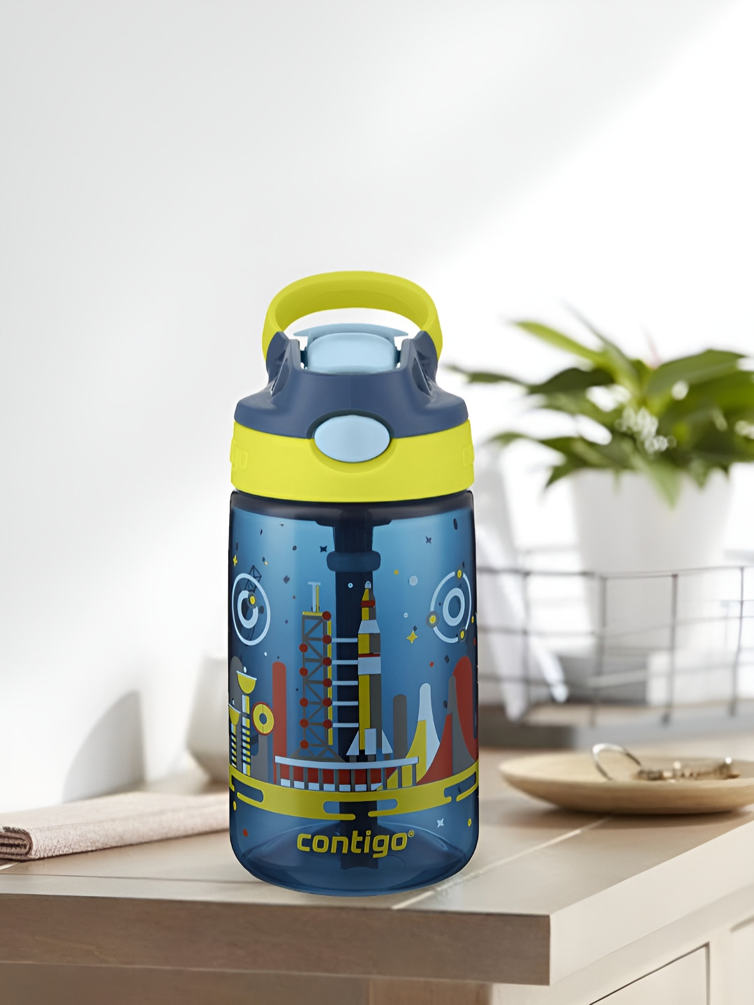 Contigo Gizmo Flip Kids Nautical W Space Print Leak-Proof Sipper Bottle with Straw 420ml