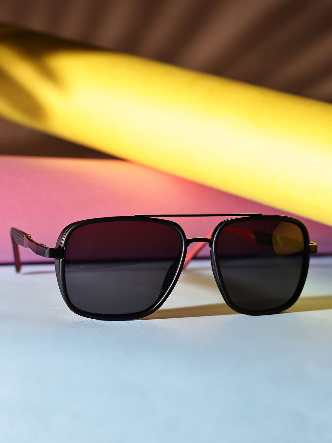 Garry Gobbs Unisex Black Lens & Black Square Sunglasses With UV Protected Lens