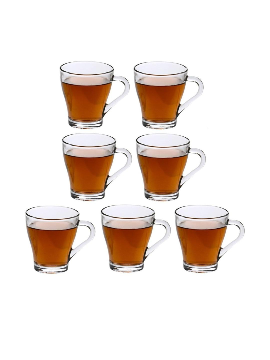 Somil Clear Glass Coffee & Tea Cup / Mug (240 Ml), Enjoy Your Drink in Style, 8.3 X 10.3 X 9.5 Cm, Pack of 7