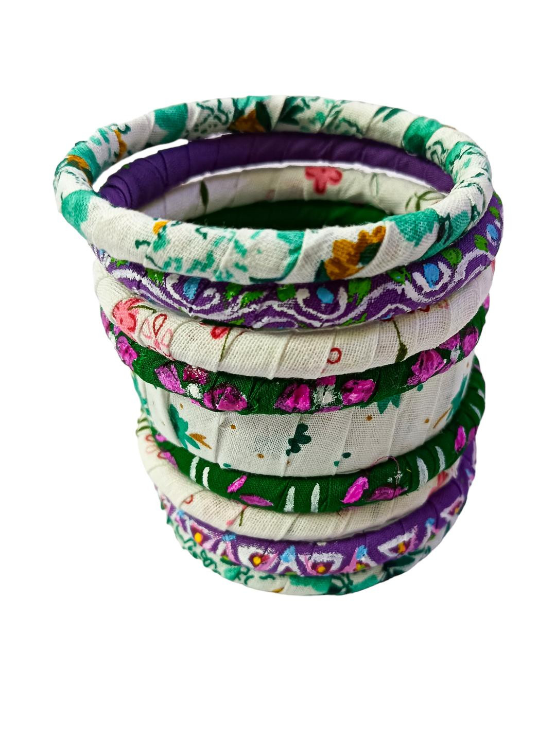 SOUNDARYA BOUTIQUE Pack Of 9 Multicolor Handcrafted Boho Bangles Set
