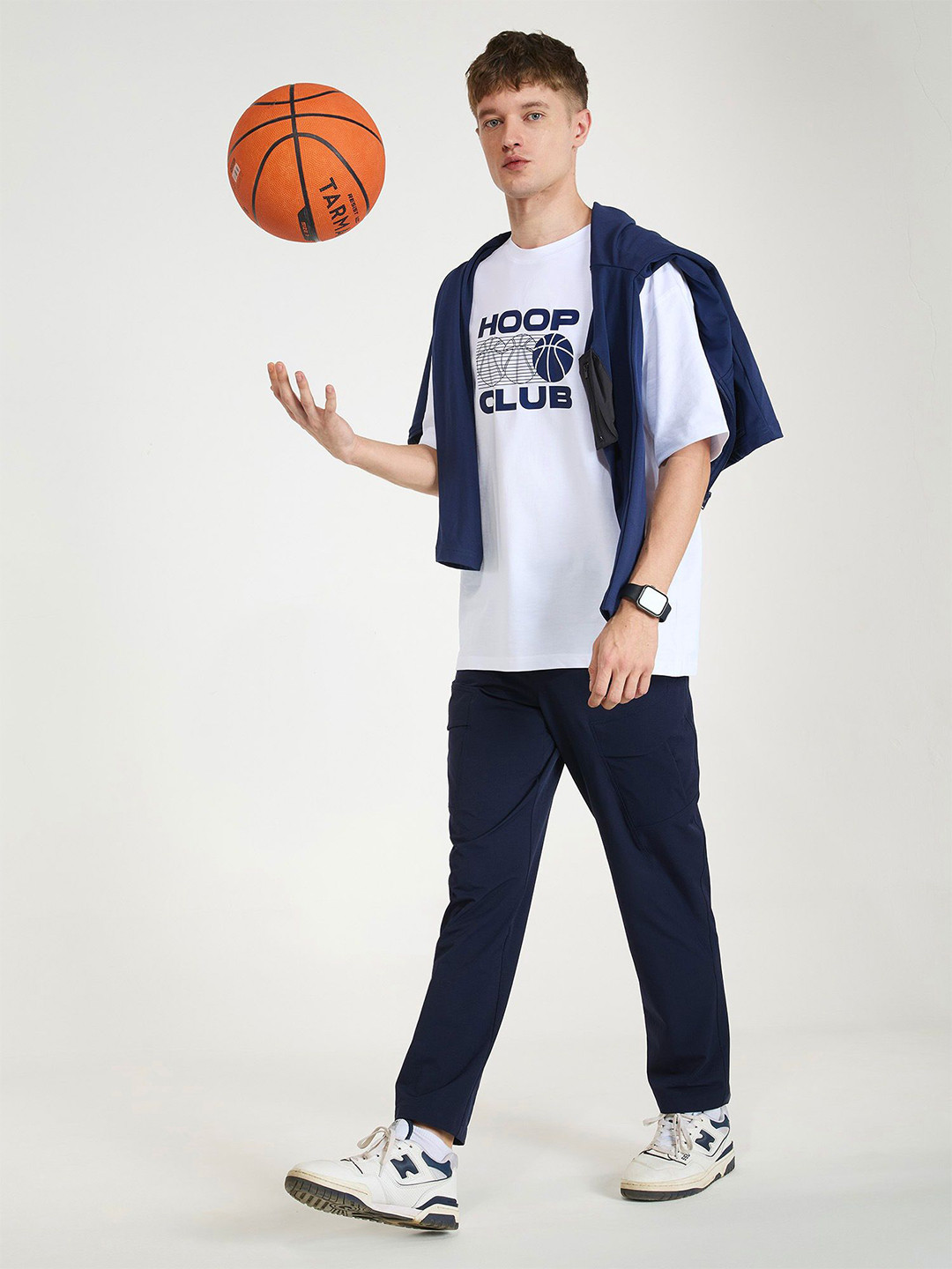 CAVA Men White Certified Hoopers Oversized Printed Cotton Tee