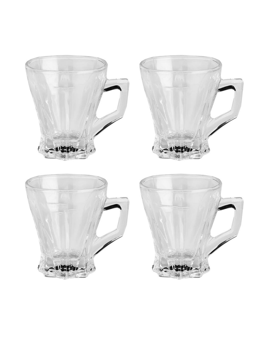 Somil Clear Glass Coffee & Tea Cup / Mug, Enjoy Your Drink in Style, Pack of 4, 120 Ml, 7.8 X 9.7 X 8 CM