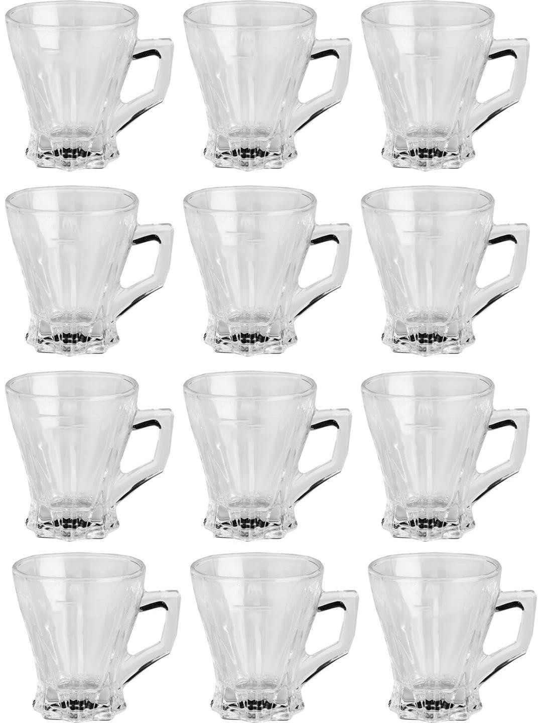 Somil Clear Glass Coffee & Tea Cup / Mug (120 Ml), Enjoy Your Drink in Style7.8 X 9.7 X 8 Cm, Pack of 12