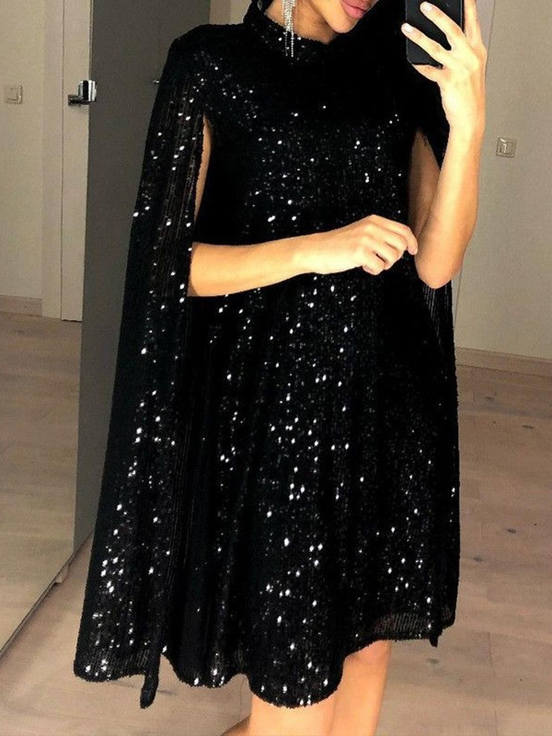 StyleCast Women Black Sequin Knee Length Party Dress