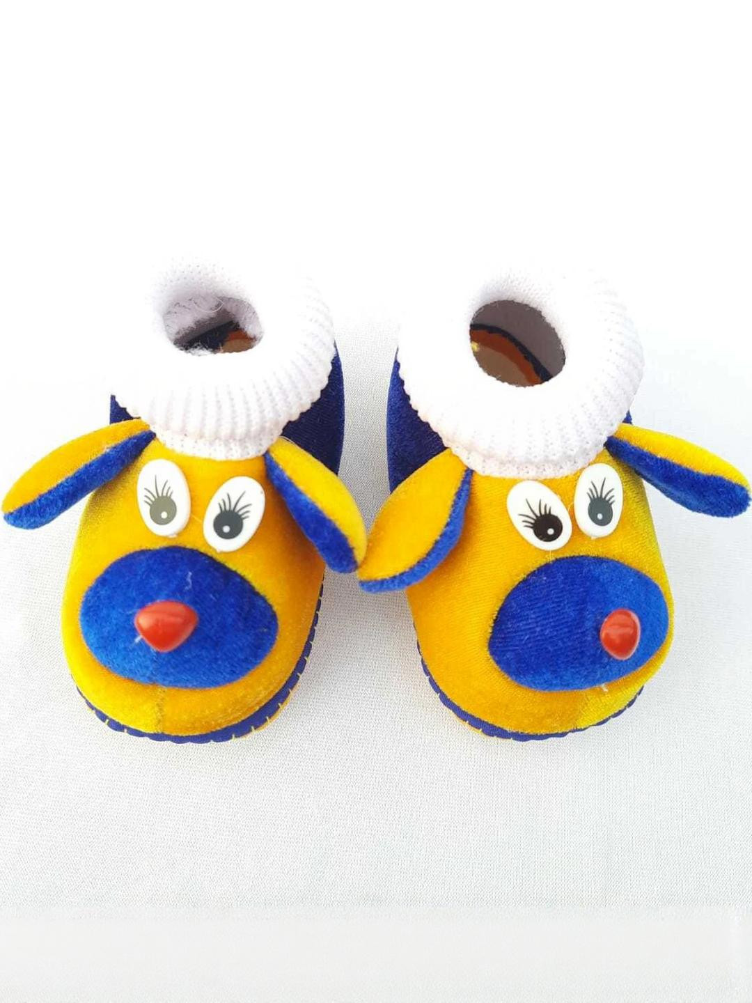 LMN CHILD CARE Unisex Kids Yellow & Blue Booties