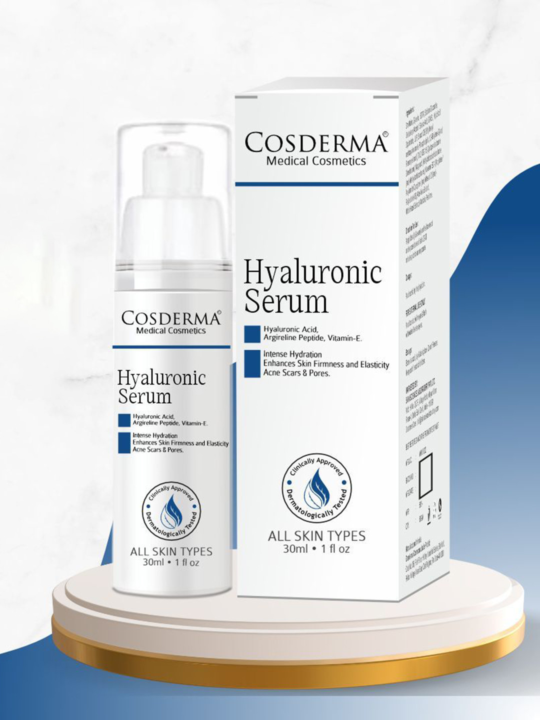 COSDERMA Hyaluronic Acid Serum With Vitamin C For Acne Or Blemishes - 30 ml