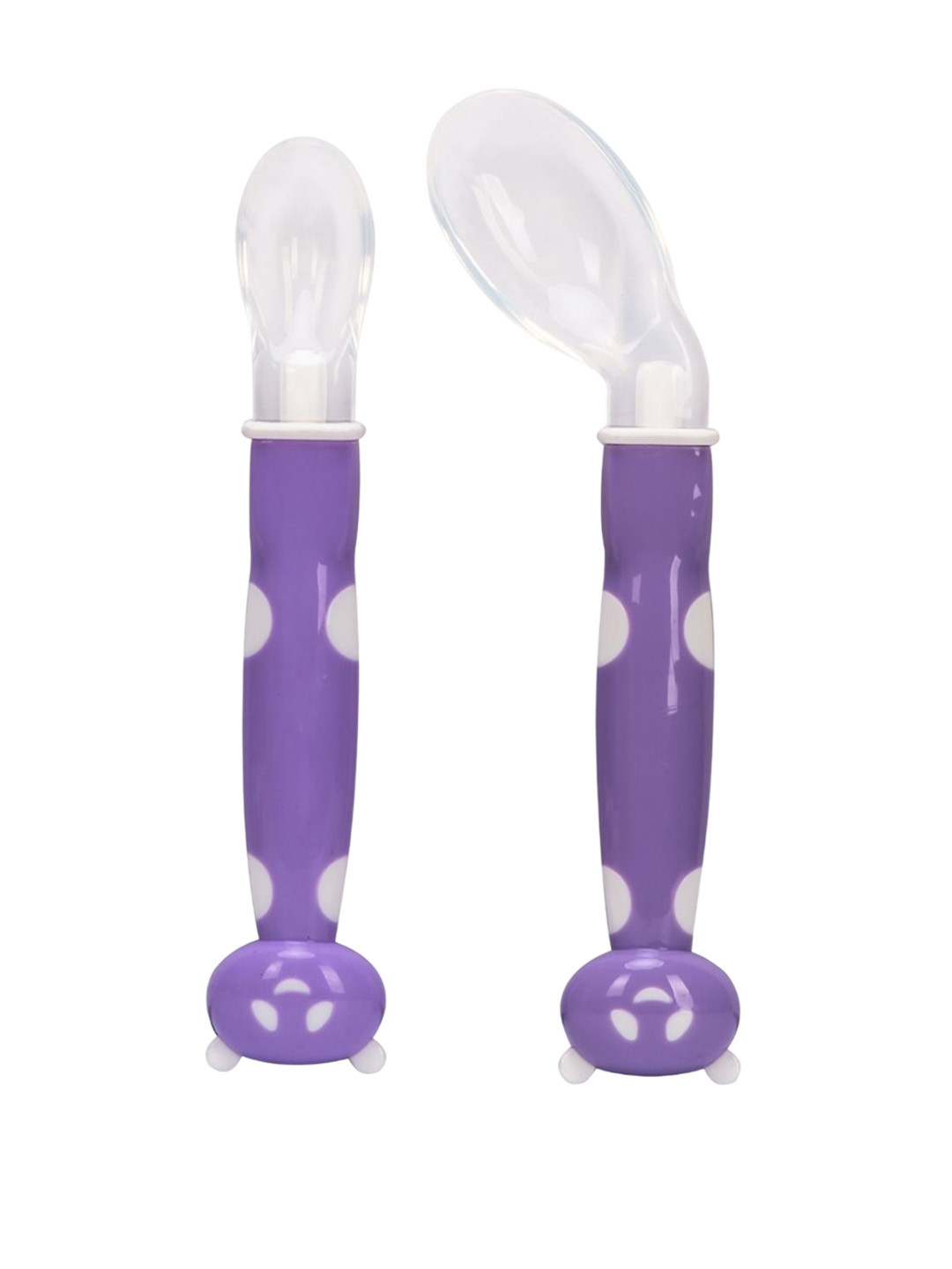 Adore Kids 2Pcs Purple & White Printed Silicone Spoons