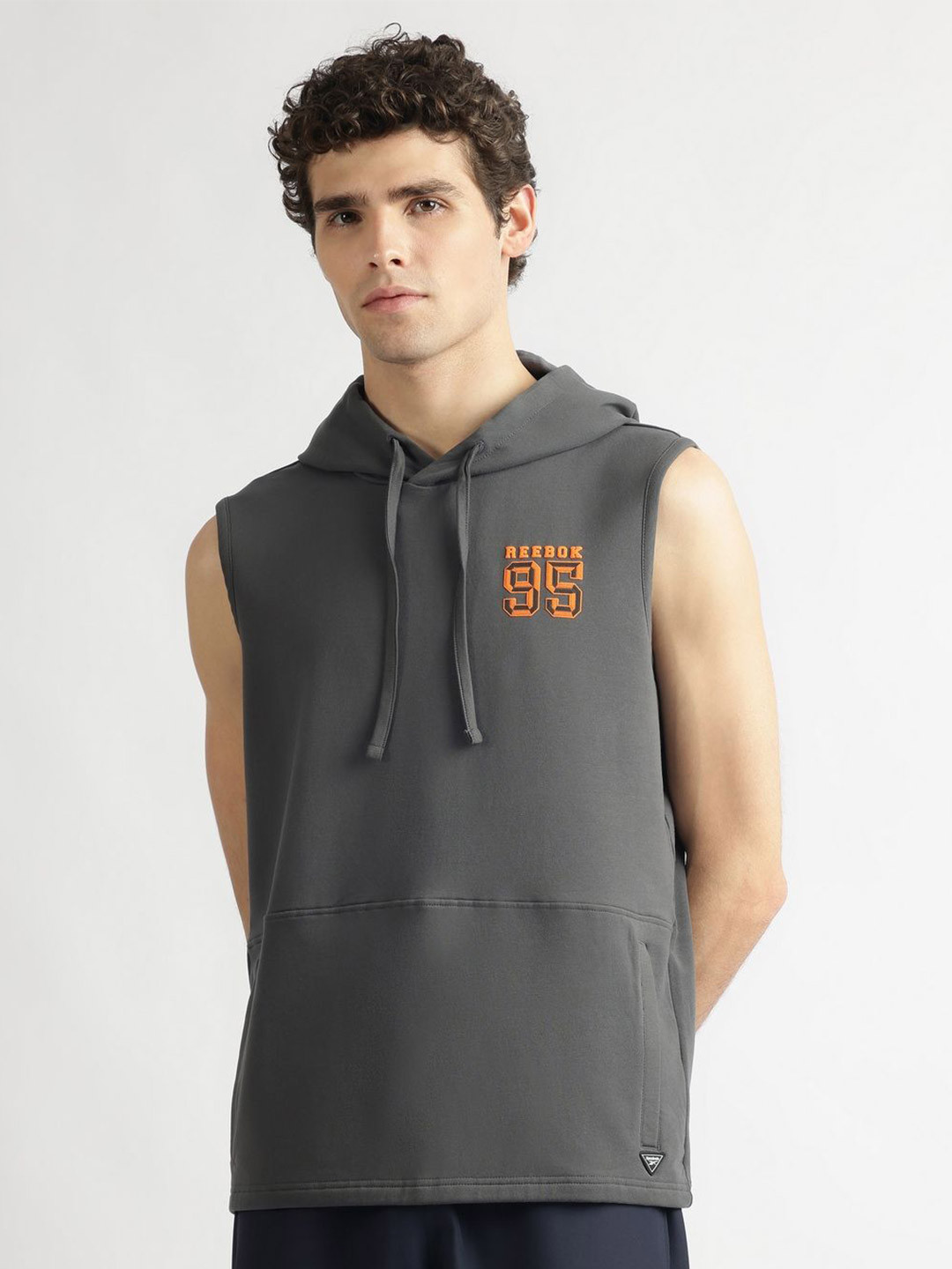 Reebok Men Solid Sleeveless Hoodies