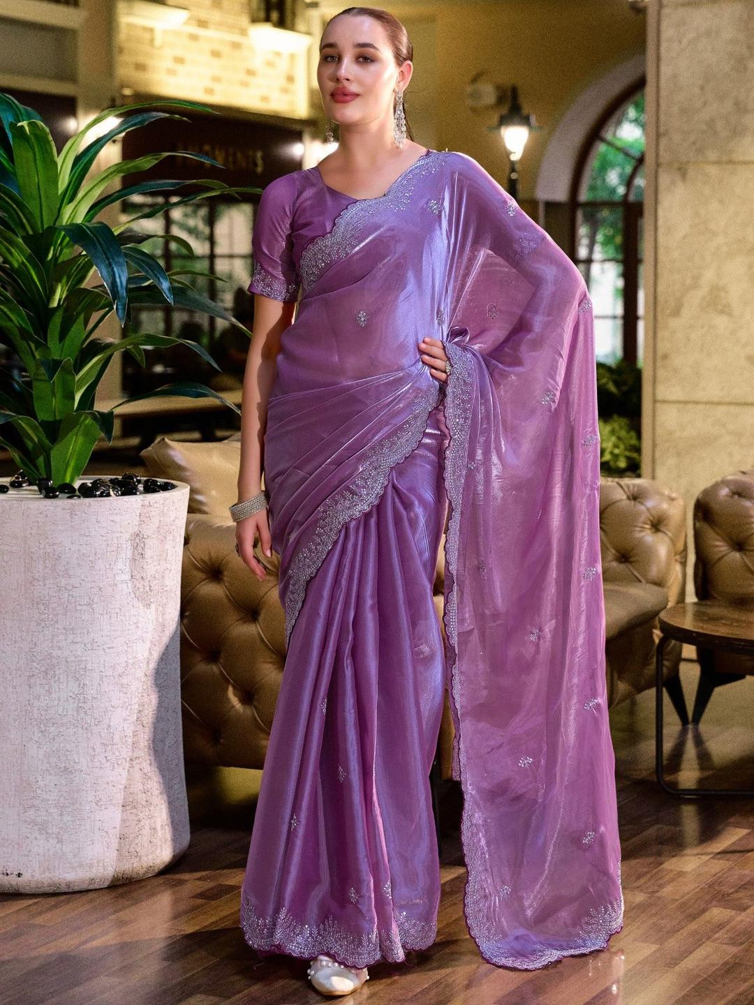 LeeliPeeri Designer Woven Design Poly Chiffon Saree