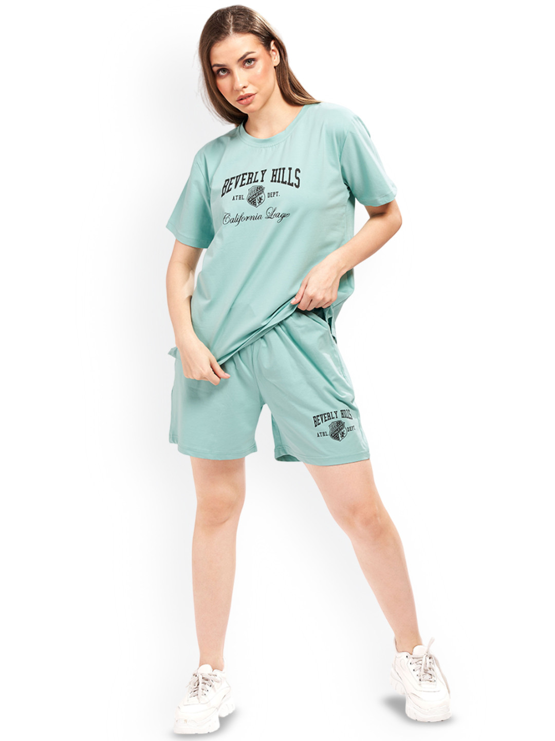 WEET Women Typography Printed Pure Cotton Night Suits