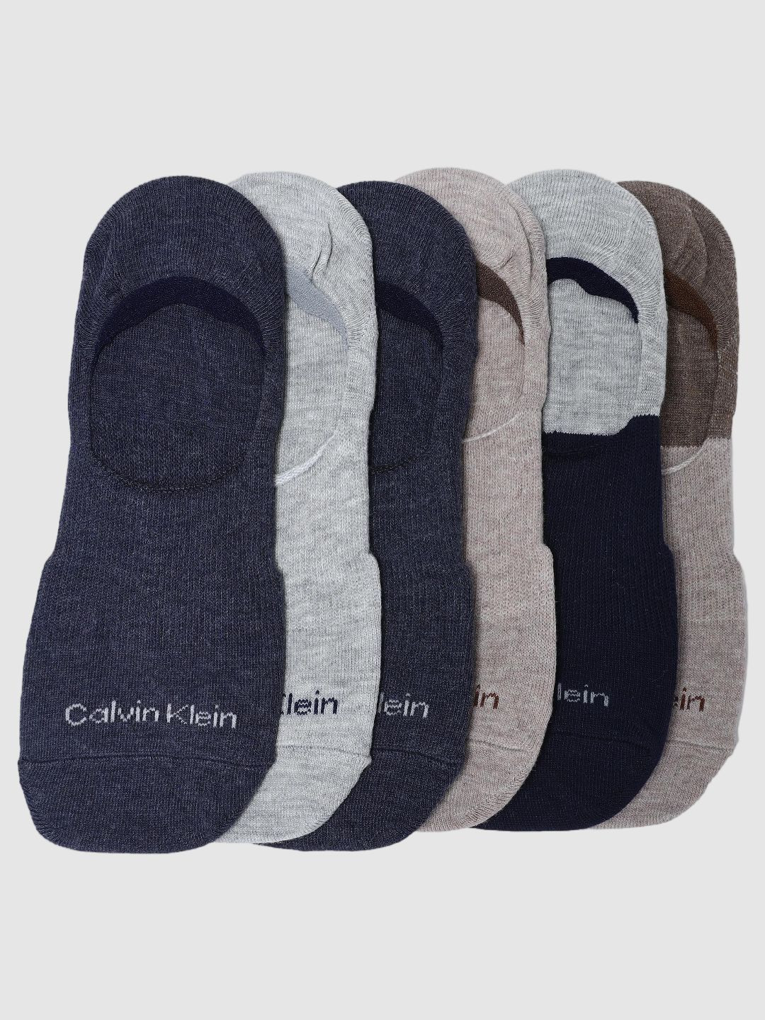 Calvin Klein Men Pack Of 6 Colourblocked No-Show Shoe Liner Socks