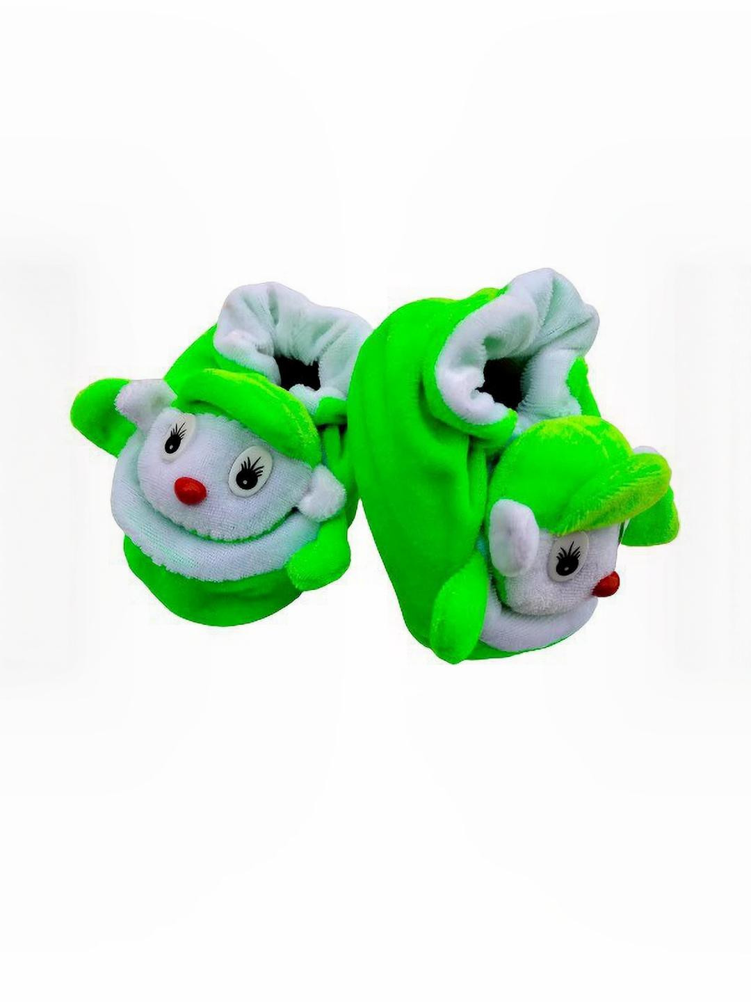LMN CHILD CARE Kids Green Cartoon Character Cotton Booties