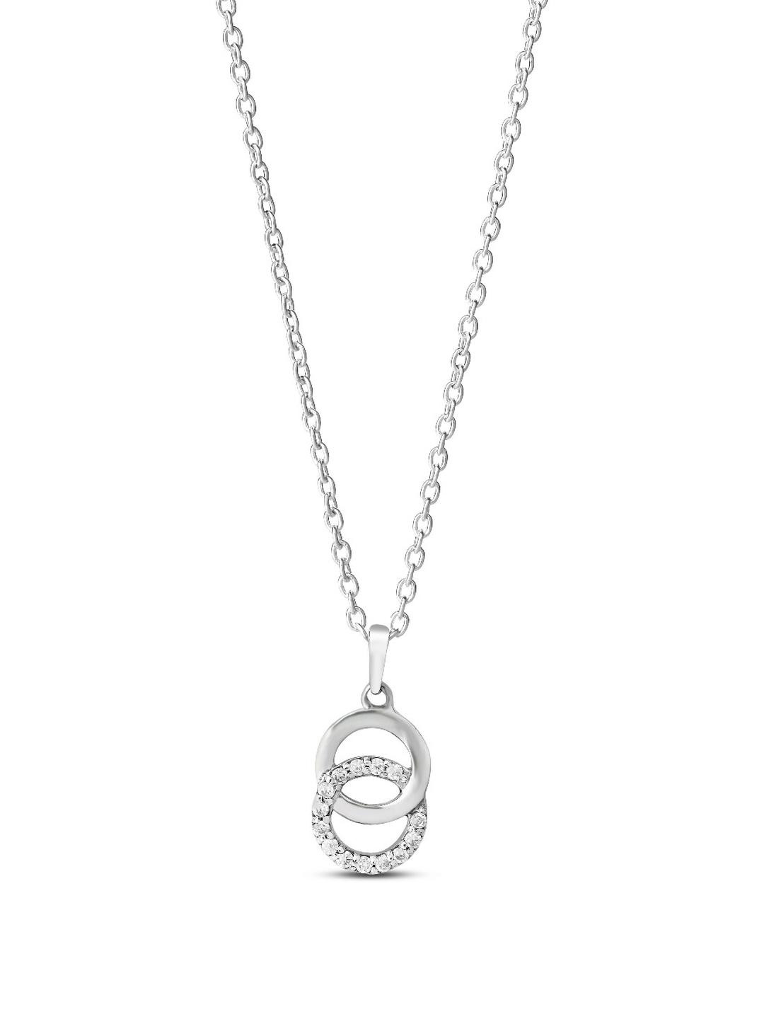 RAGABANDHA DESIGN STUDIO Brass Sliver Plated Minimal Chain With Cubic Zircon White Stones