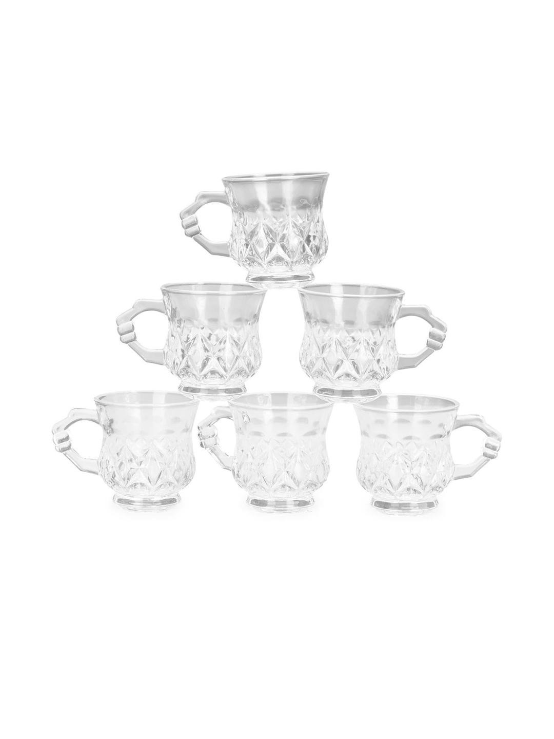 Somil Clear Glass Coffee & Tea Cup / Mug, Enjoy Your Drink in Style, Pack of 6, 100 Ml, 7 X 10 X 7.5 CM
