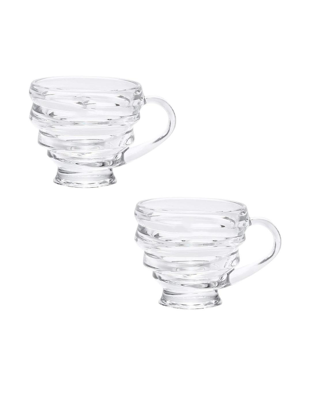 Somil Clear Glass Coffee & Tea Cup / Mug (150 Ml), Enjoy Your Drink in Style, 8.5 X 11 X 8 Cm, Pack of 2