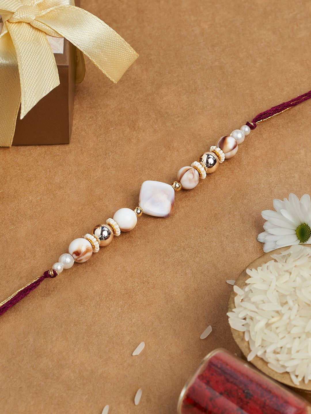 TEEJH Pearls Beaded Thread Rakhi