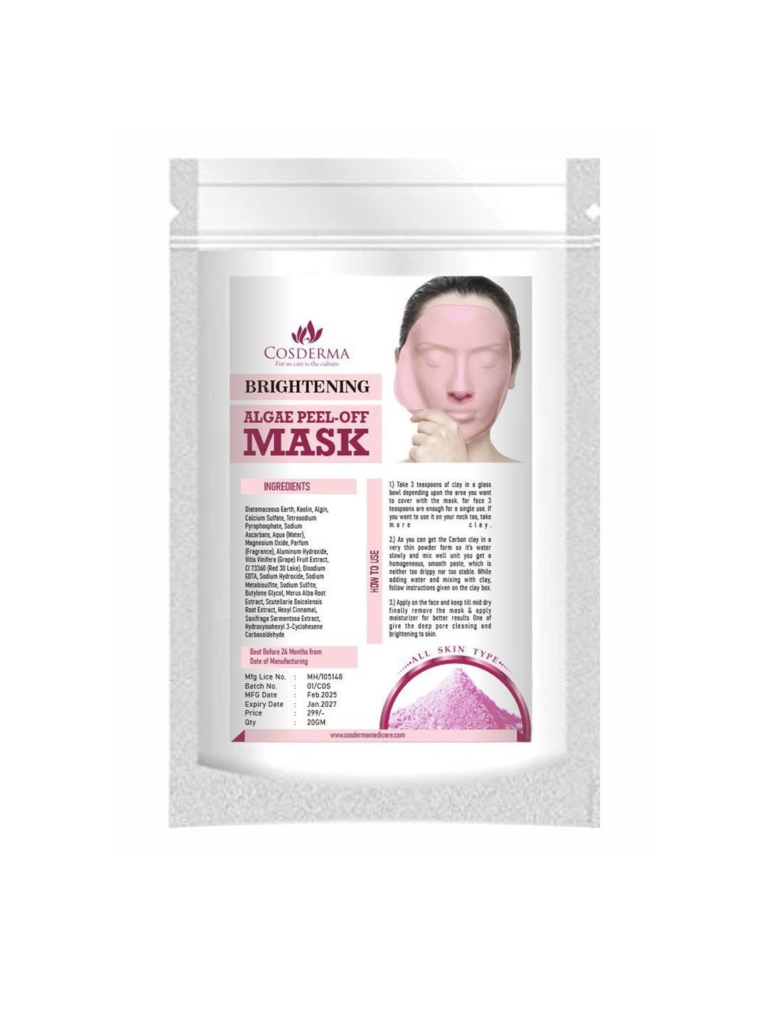 COSDERMA Brightening Algae Peel-Off Face Mask - 20 g