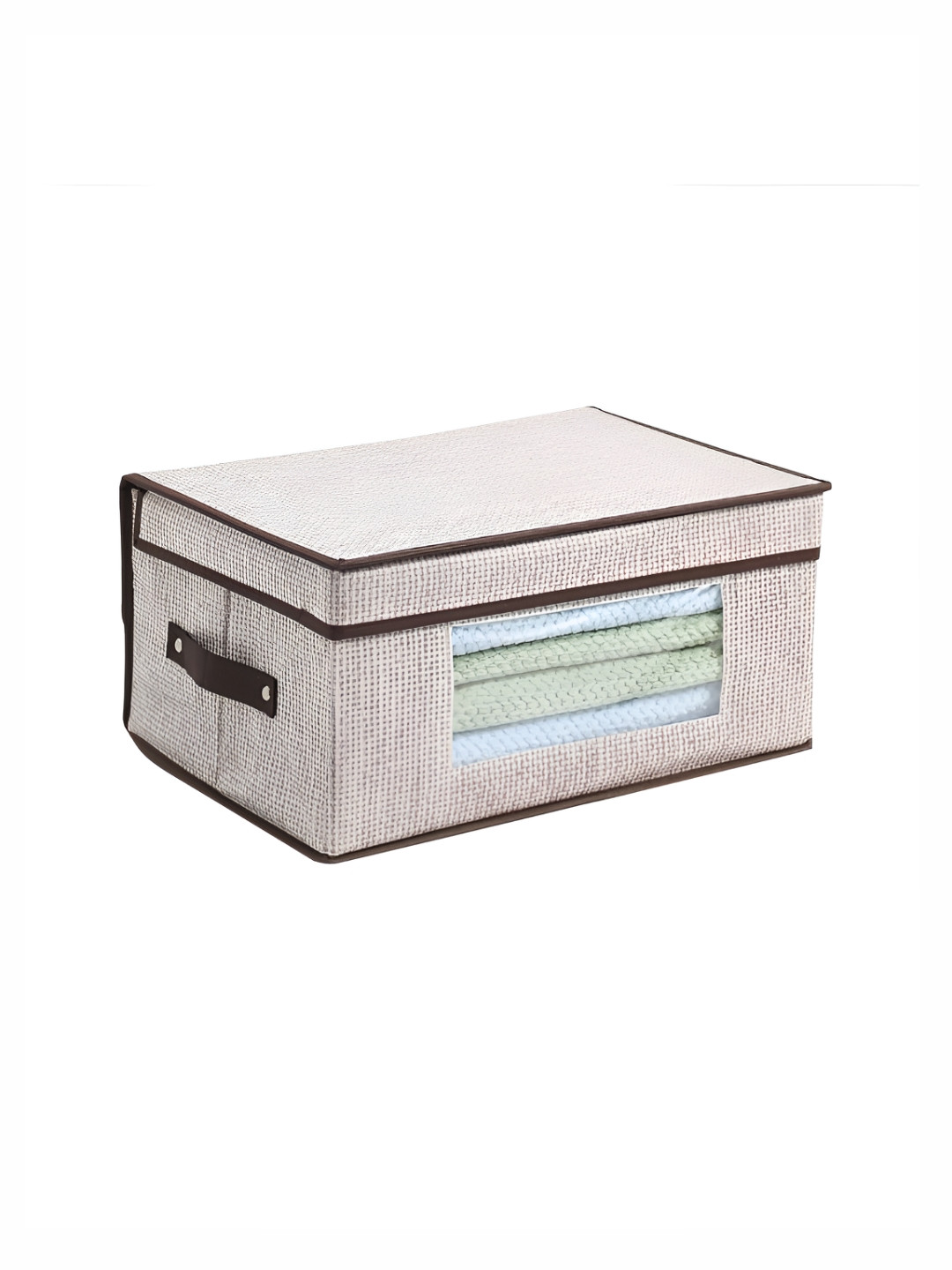 HomeStorie Brown Set of 1 Multi-Utility Cloth Storage Box Organisers for Wardrobe - Medium