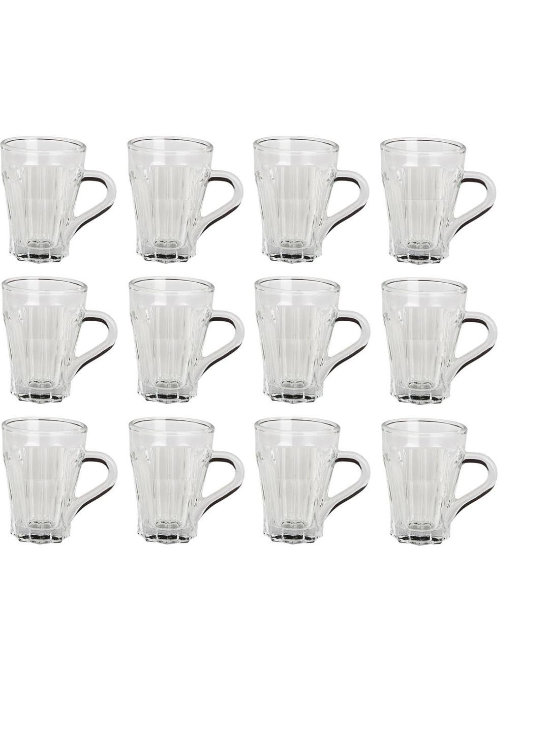 Somil Clear Glass Coffee & Tea Cup / Mug (100 Ml), Enjoy Your Drink in Style7 X 9.5 X 9.5 Cm, Pack of 12