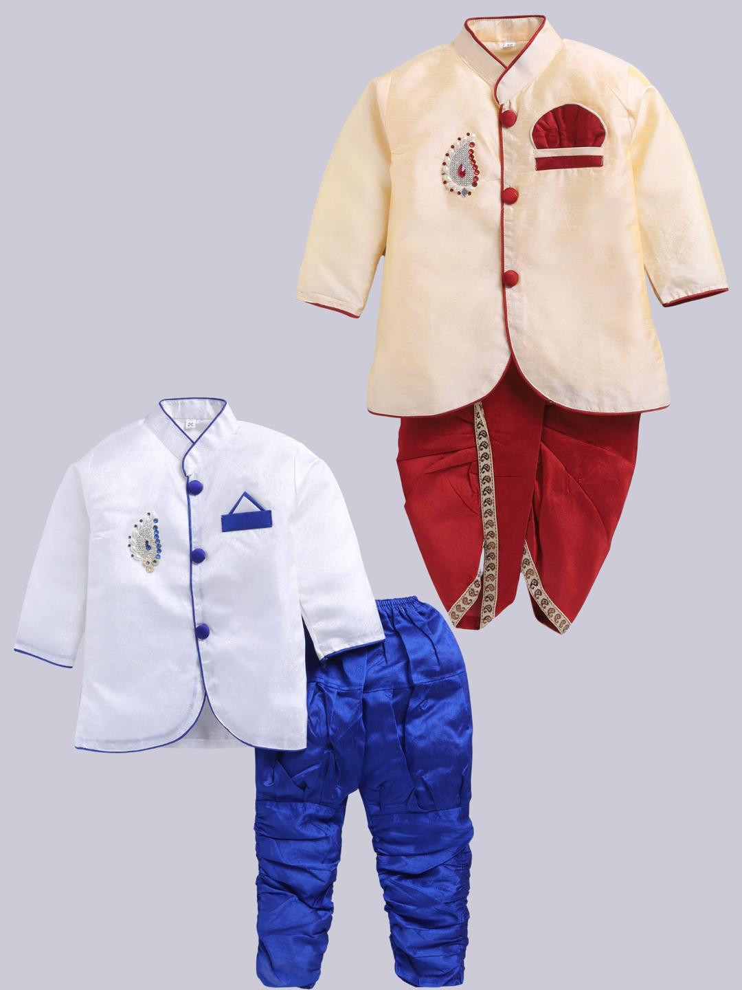 Covetus Kids-Boys Art Silk Solid Kurta Sets