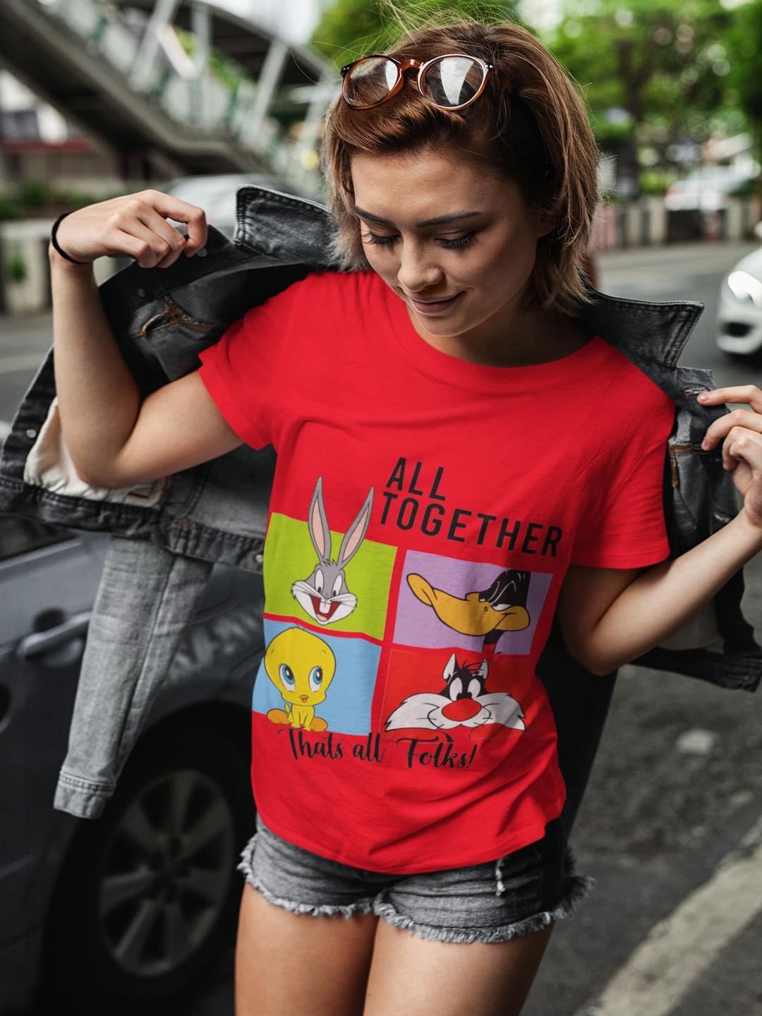 TAJNAN Red Cotton Tops