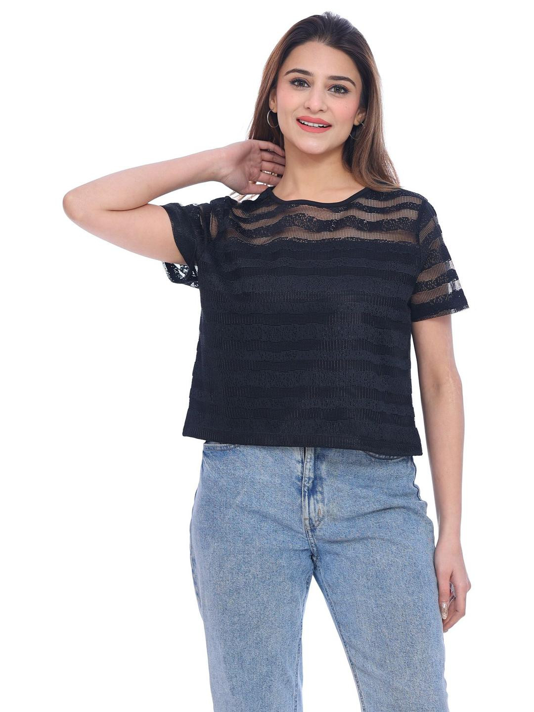 Moda Elementi Women Striped Boxy Top