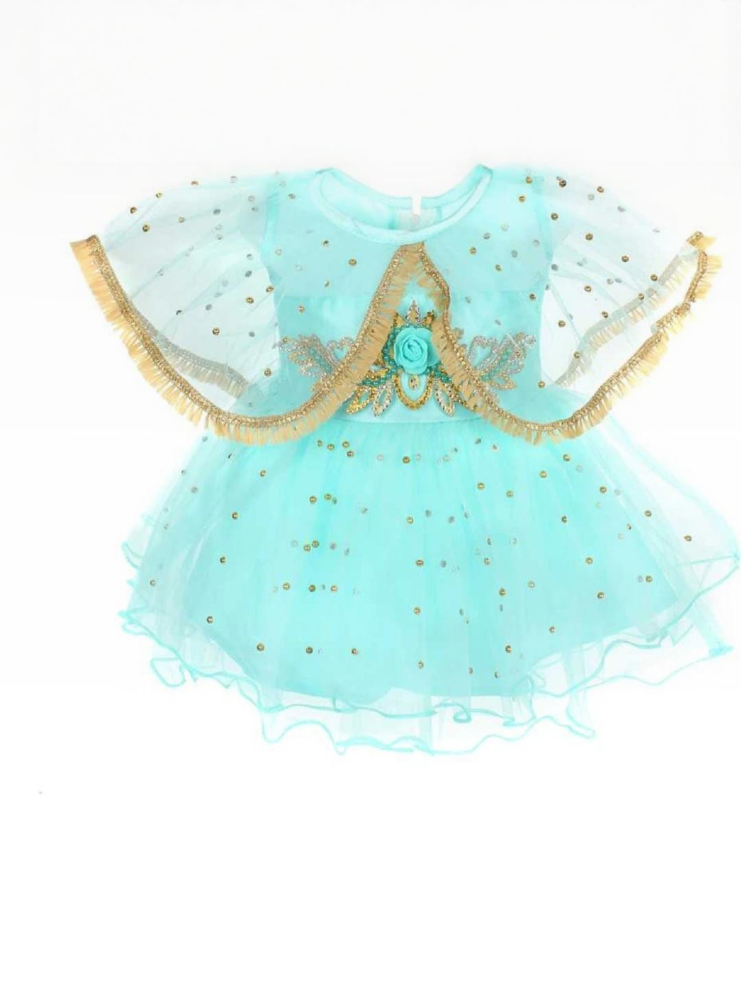 Samjho Fashion Light Blue Sequined Tulle Party Frock