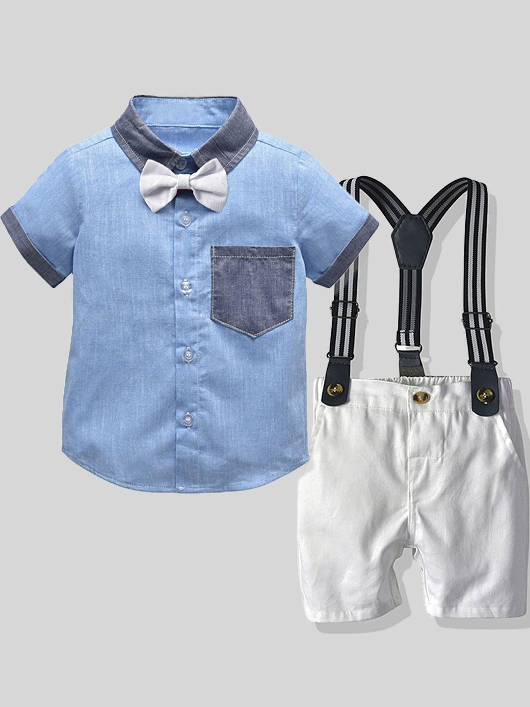 LULU & SKY Boys Pure Cotton Shirt With Suspender Shorts