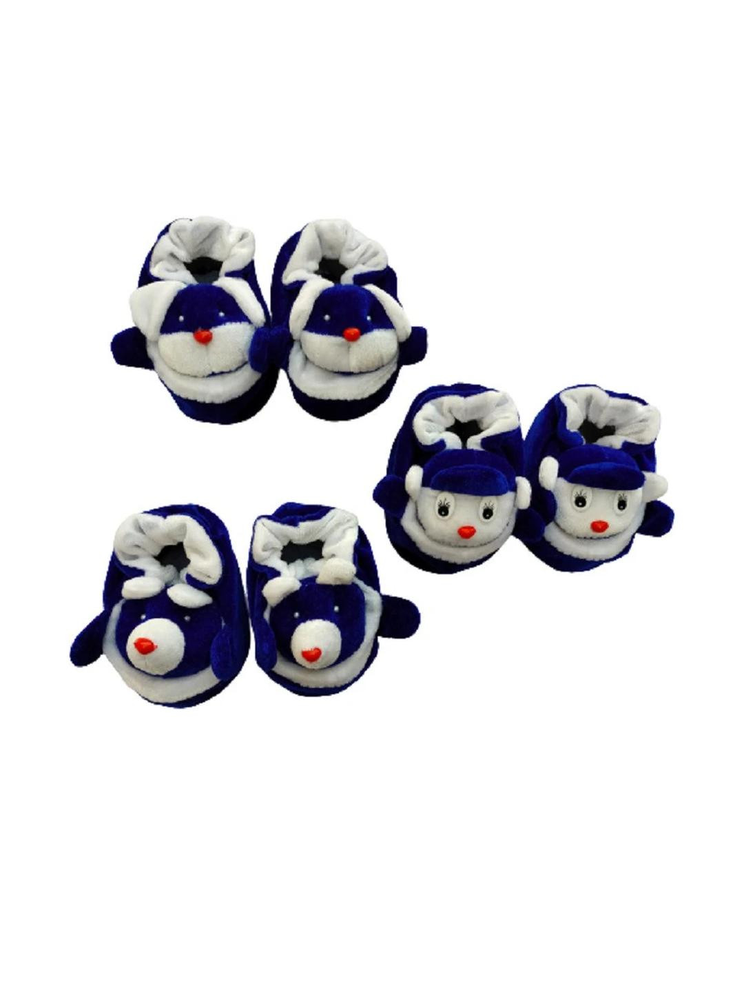 LMN CHILD CARE Pack Of 3 Kids Blue Cartoon Character Cotton Booties