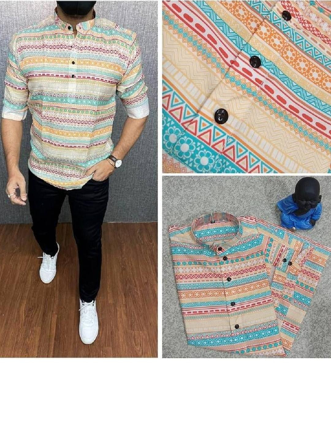 Dhruvi Fashion Woven Design Striped Cotton Straight Kurta