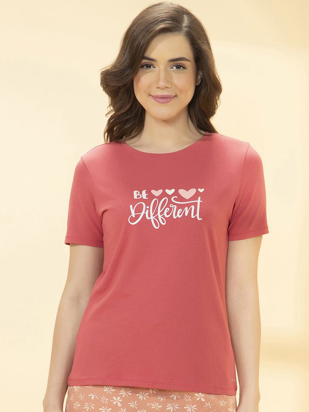 Amante Printed Scoop Neck Lounge Tshirts
