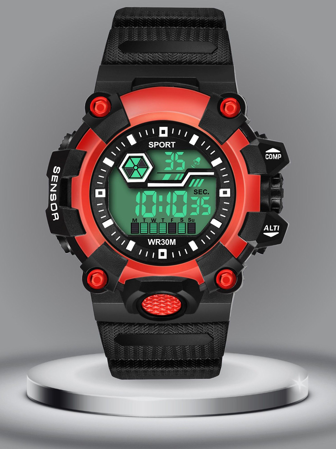 ON TIME OCTUS Kids Patterned Dial & Straps Digital Watch DIGI-033 BLACK RED